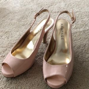 Open toe blush pink heels
